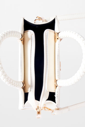 Off White Regular Textured Sling Bag, , image 3